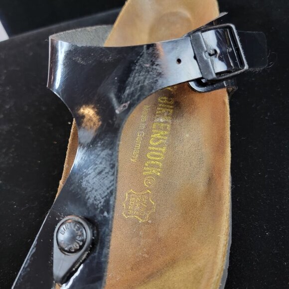 Birkenstock Black Patent Leather Sandals Size 37 (US 6-6.5) Mayari Gizeh Style - Picture 5 of 9